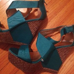 Summer teal BCBG wedges